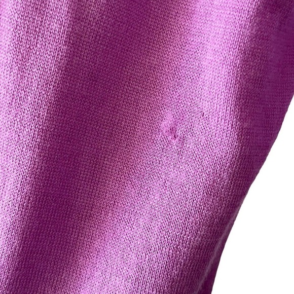 J. crew ruffle mock neck pointelle sweater L violet 100% merino wool mock neck - Picture 5 of 8